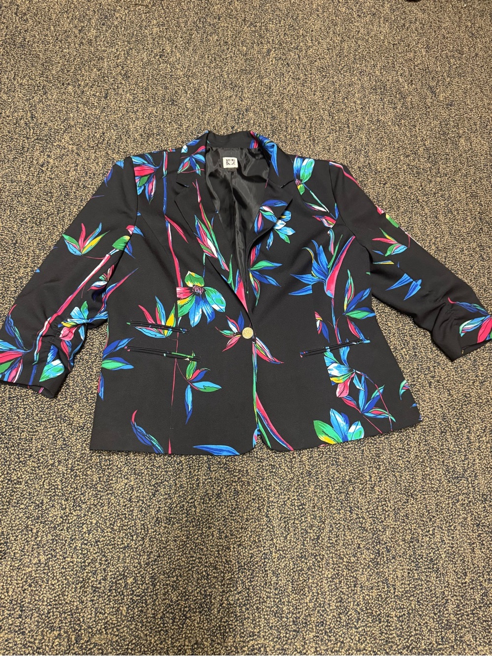 Anne Klein black Floral Single-Button Blazer with Bright Print - Picture 3 of 11